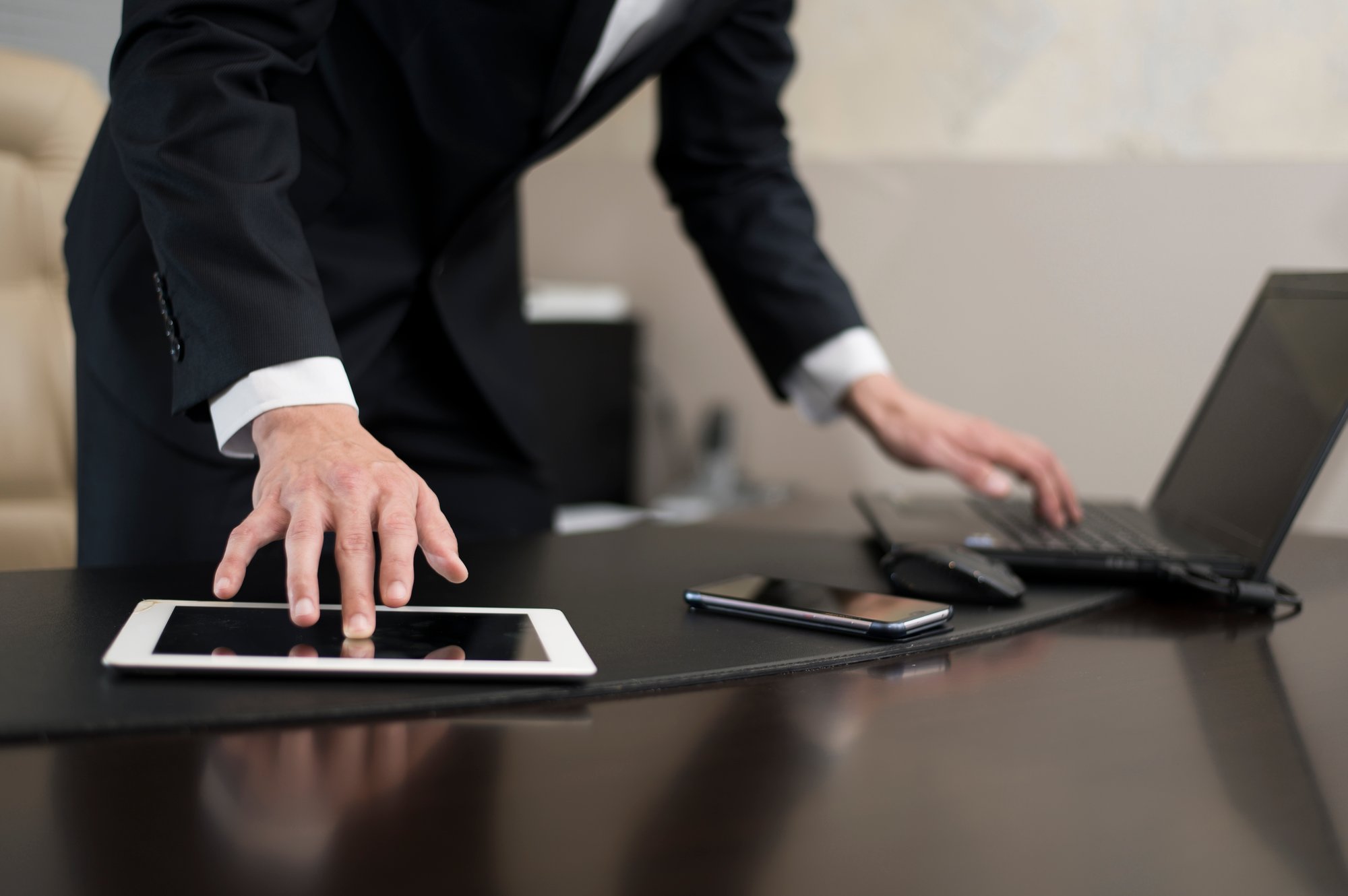 front-view-businessman-working
